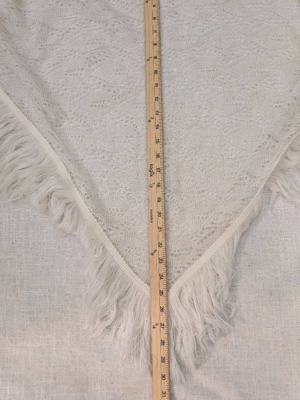Vintage Desco Cream Shawl with Fringe - Japan - Picture 5 of 5